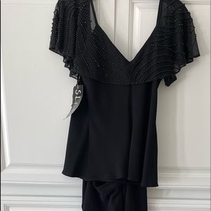 Black Dressy Pant suit with slight Beading